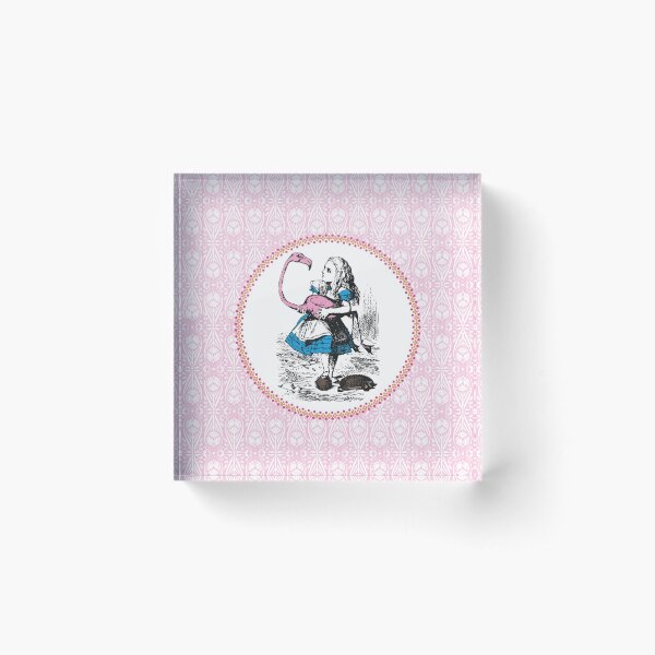 Alice in Wonderland | Alice Playing Croquet with a Flamingo and Hedgehogs | Vintage Alice | Acrylic Block