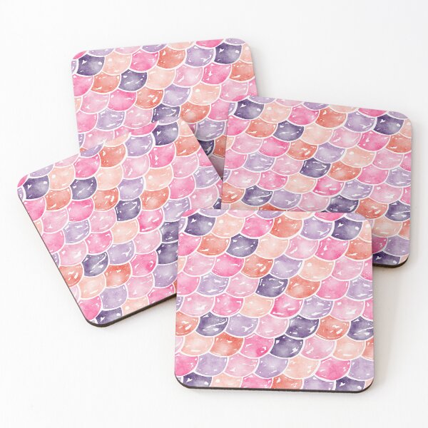 Item preview, Watercolour Mermaid Scales | Purple and Coral designed and sold by RebeccaFlaherty.