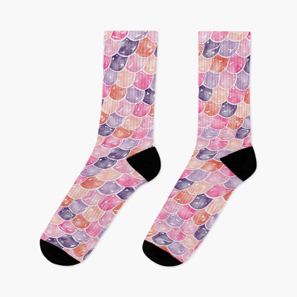 Item preview, Watercolour Mermaid Scales | Purple and Coral designed and sold by RebeccaFlaherty.