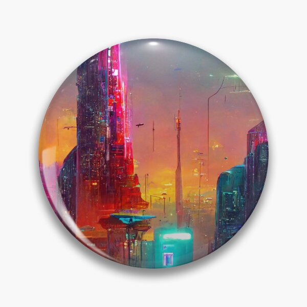 Item preview, Vibrant and Futuristic Neon City at Sunset (AI Art) designed and sold by AIntelligentArt.