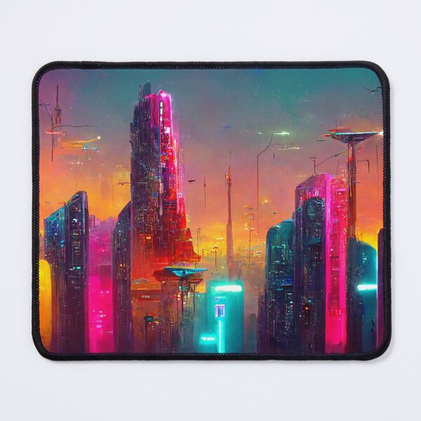 Item preview, Vibrant and Futuristic Neon City at Sunset (AI Art) designed and sold by AIntelligentArt.