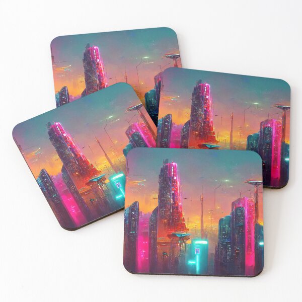 Item preview, Vibrant and Futuristic Neon City at Sunset (AI Art) designed and sold by AIntelligentArt.