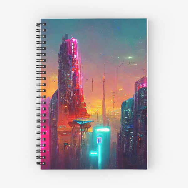 Item preview, Vibrant and Futuristic Neon City at Sunset (AI Art) designed and sold by AIntelligentArt.
