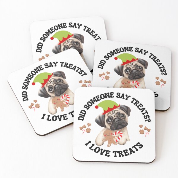 Item preview, Christmas Pug who loves treats with Black Letters designed and sold by FlippinTurtles.