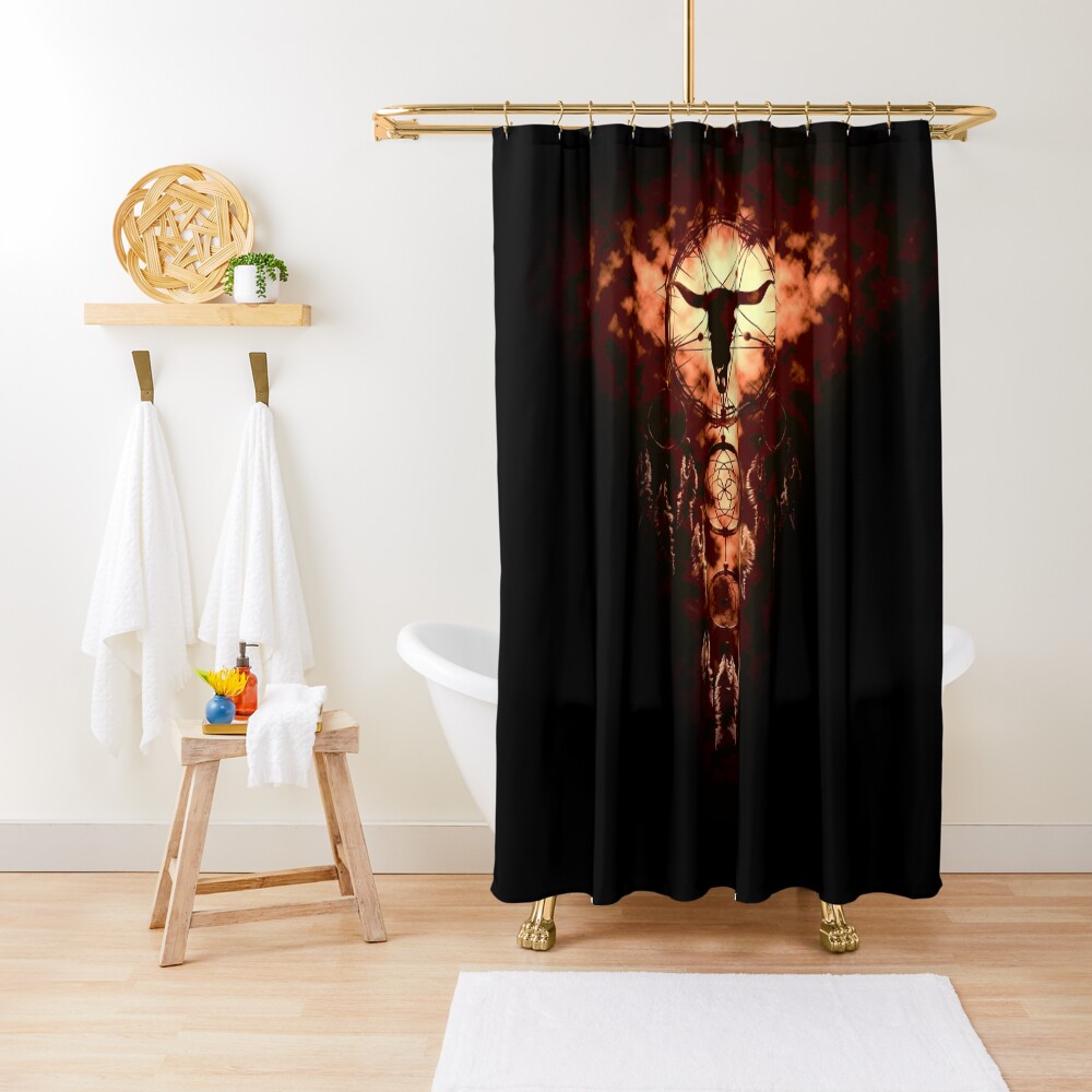 summoning circle pentagram - dream catcher Shower Curtain