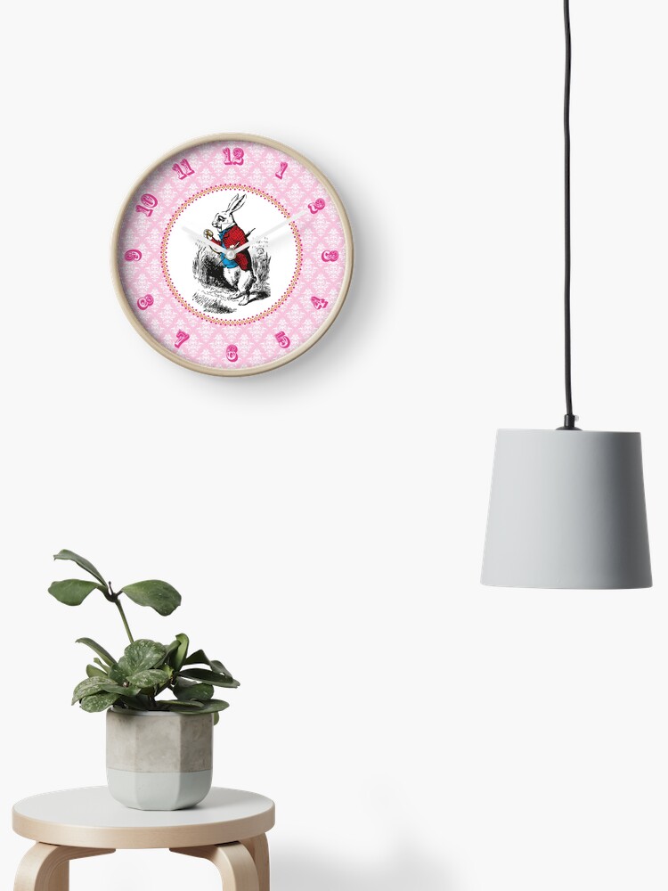 Alice in Wonderland, White Rabbit Checking his Watch, Vintage Alice,   Clock for Sale by EclecticAtHeART