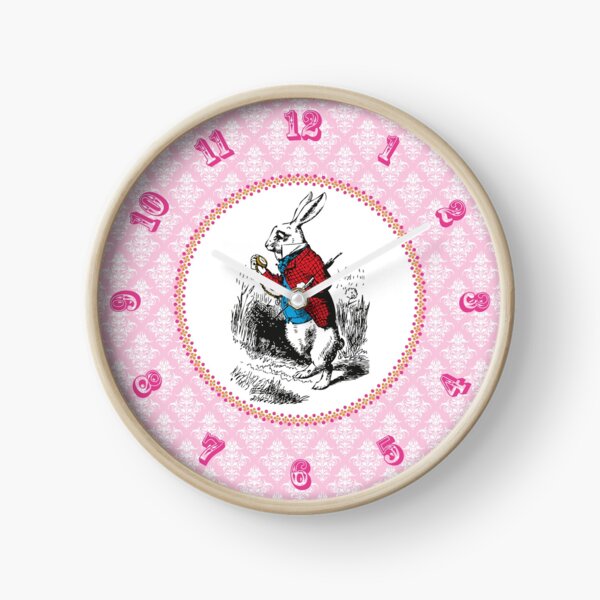 Alice in Wonderland, White Rabbit Checking his Watch, Vintage Alice,   Clock for Sale by EclecticAtHeART