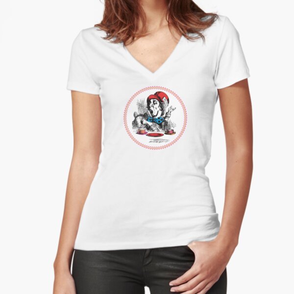 Alice in Wonderland | The Mad Hatter | Vintage Alice | Fitted V-Neck T-Shirt
