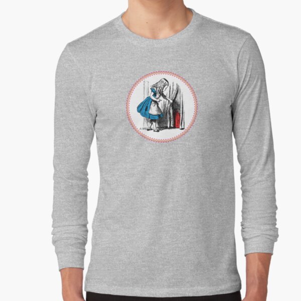Alice in Wonderland | Alice, with Key in Hand, Pulls Back the Curtain to Find the Door to Wonderland | Vintage Alice | Long Sleeve T-Shirt