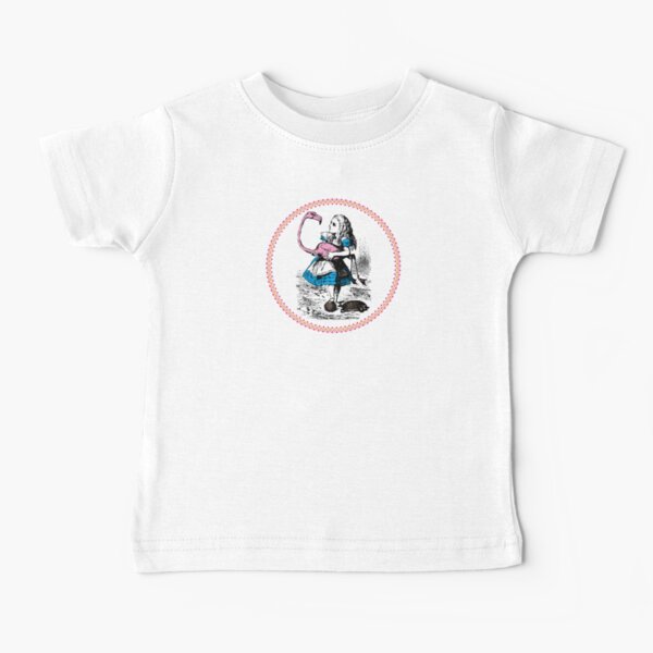 Alice in Wonderland | Alice Playing Croquet with a Flamingo and Hedgehogs | Vintage Alice | Baby T-Shirt