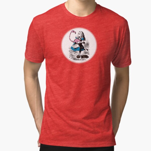 Alice in Wonderland | Alice Playing Croquet with a Flamingo and Hedgehogs | Vintage Alice | Tri-blend T-Shirt