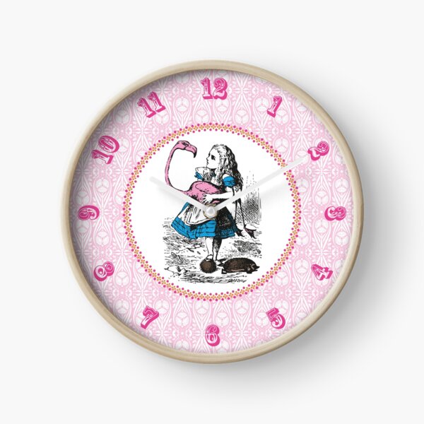 Alice in Wonderland | Alice Playing Croquet with a Flamingo and Hedgehogs | Vintage Alice | Clock