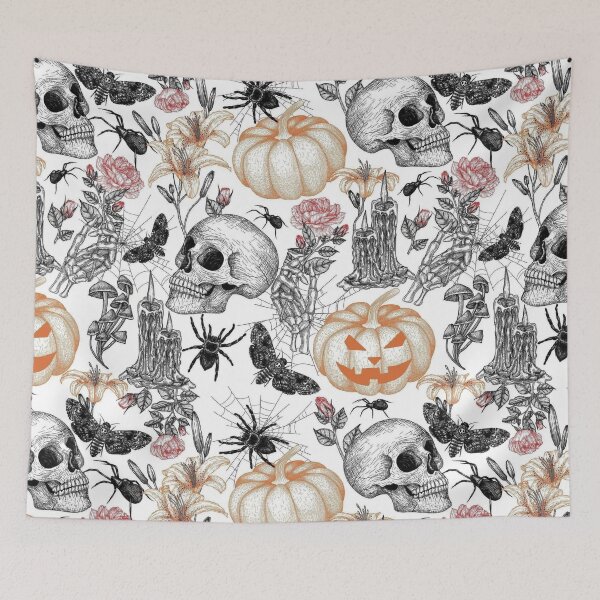Item preview, Seamless vector Halloween pattern in engraving style designed and sold by ketkidesign.