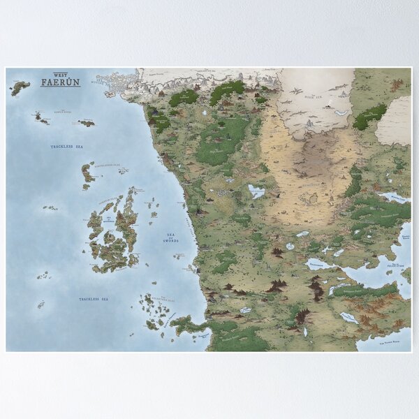 Item preview, West Faerûn. Forgotten Realms detailed map designed and sold by NerdyMaps.