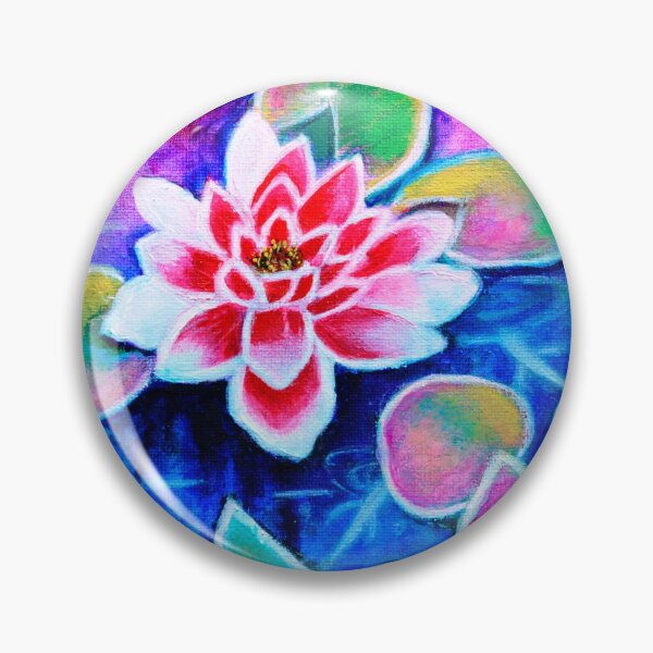Item preview, Pink lotus in pond acrylic on canvas designed and sold by artbymanjiri.