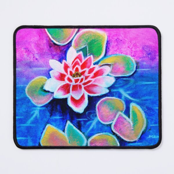 Item preview, Pink lotus in pond acrylic on canvas designed and sold by artbymanjiri.