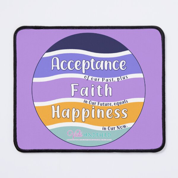 Item preview, Acceptance Faith Happiness : Inspirational Quote - mustard mauve teal Wavy Retro Sunset in Circle ~ Vicki Hadfield designed and sold by Printable Pressies.