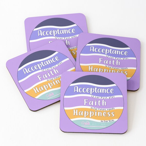 Item preview, Acceptance Faith Happiness : Inspirational Quote - mustard mauve teal Wavy Retro Sunset in Circle ~ Vicki Hadfield designed and sold by Printable Pressies.