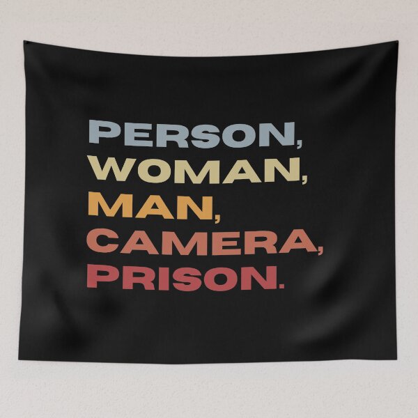 Item preview, Person Woman Man Camera Prison | Funny Political Humor | 2022 Midterm Election designed and sold by KonnichiwaStore.