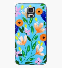 Blumen auf blau Hülle & Klebefolie für Samsung Galaxy