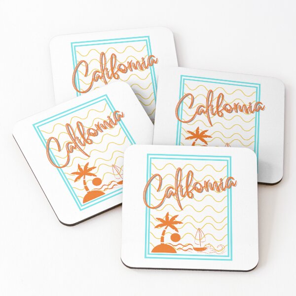 Item preview, waves , boat, coconut tree, california text designed and sold by HelloTARA.