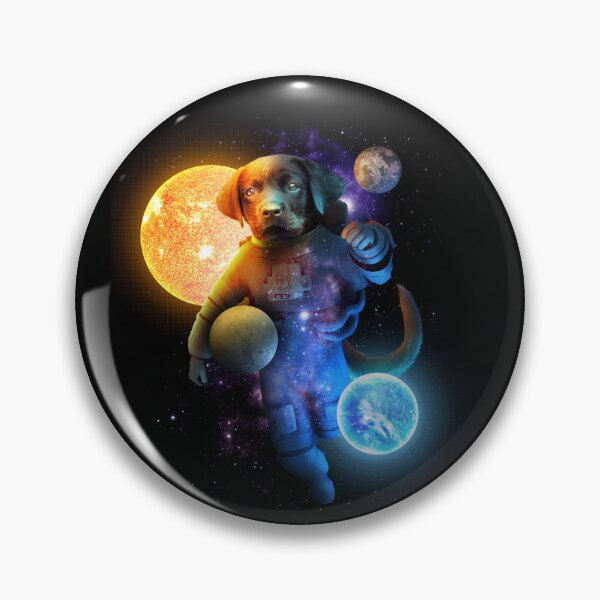 Item preview, Funny black labrador as an astronaut in space with planets designed and sold by BrainlabStudios.