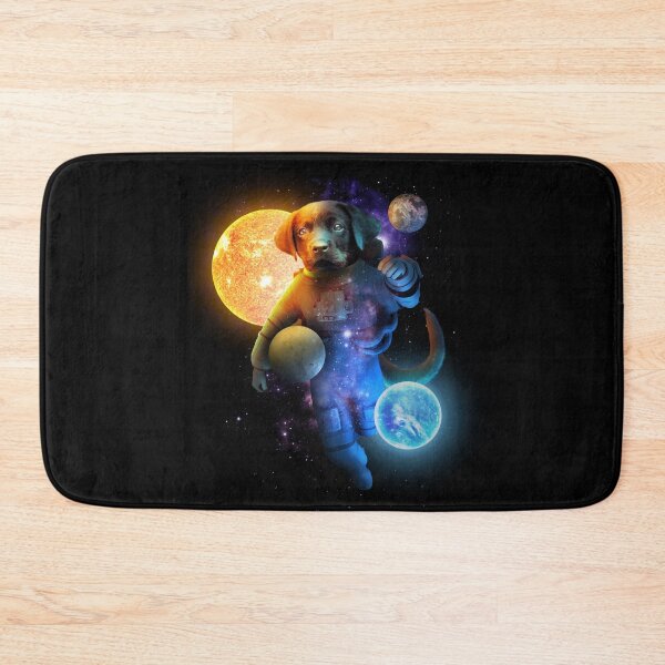 Item preview, Funny black labrador as an astronaut in space with planets designed and sold by BrainlabStudios.