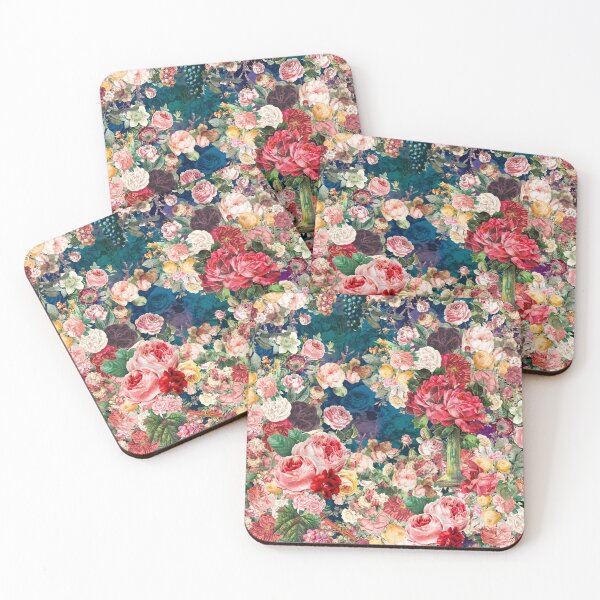 Item preview, Elegant Vintage flowers and roses garden shabby chic, vintage botanical, dark blue floral pattern designed and sold by ZeinabTaha.