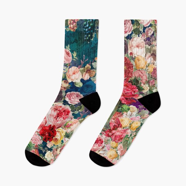 Item preview, Elegant Vintage flowers and roses garden shabby chic, vintage botanical, dark blue floral pattern designed and sold by ZeinabTaha.