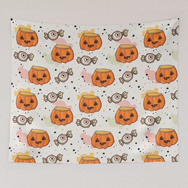 Item preview, Halloween pattern party pumpkins and eye candy designed and sold by Rub14ekArts.