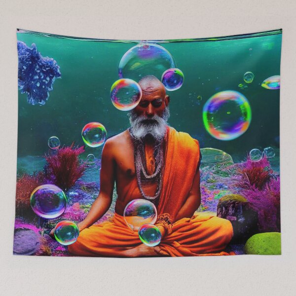 Item preview, indian sadu meditating under water designed and sold by Aliveforfun.