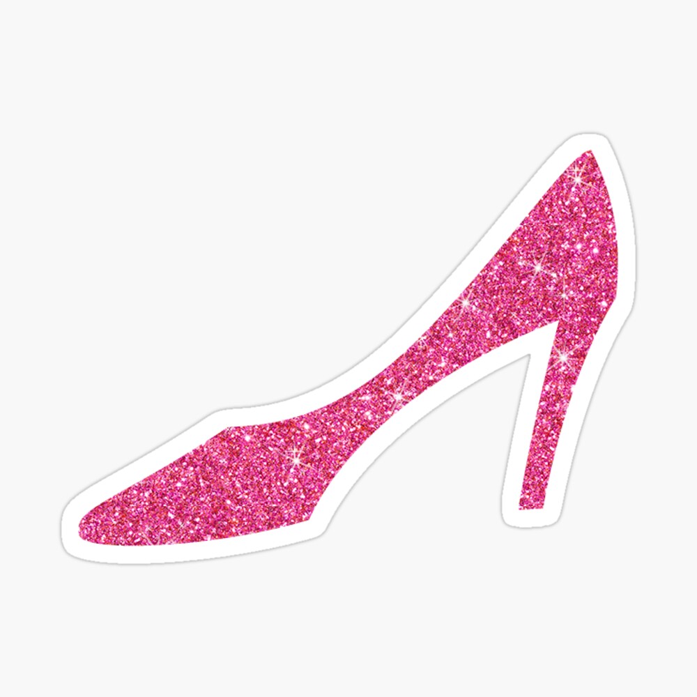 Pink glitter high heel shoe stickers - PRINTED IMAGE