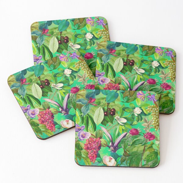 Item preview, Trendy tropical floral leaves and fruits tropical pattern, botanical illustration, green floral illustration  designed and sold by ZeinabTaha.