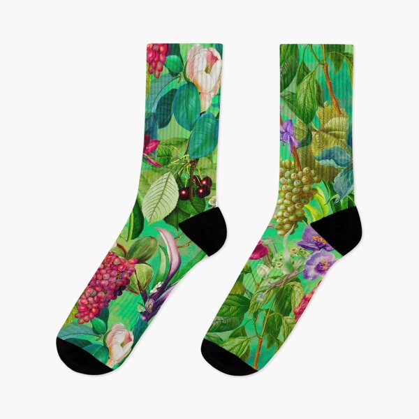 Item preview, Trendy tropical floral leaves and fruits tropical pattern, botanical illustration, green floral illustration  designed and sold by ZeinabTaha.