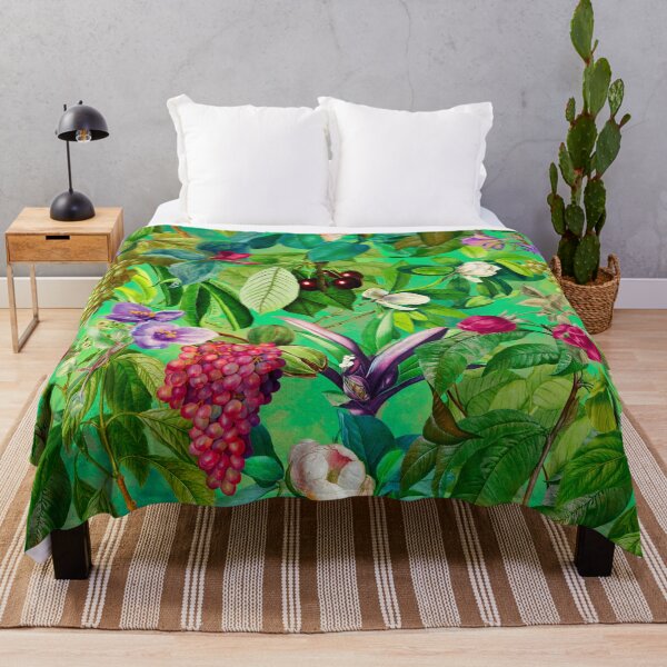 Item preview, Trendy tropical floral leaves and fruits tropical pattern, botanical illustration, green floral illustration designed and sold by ZeinabTaha.