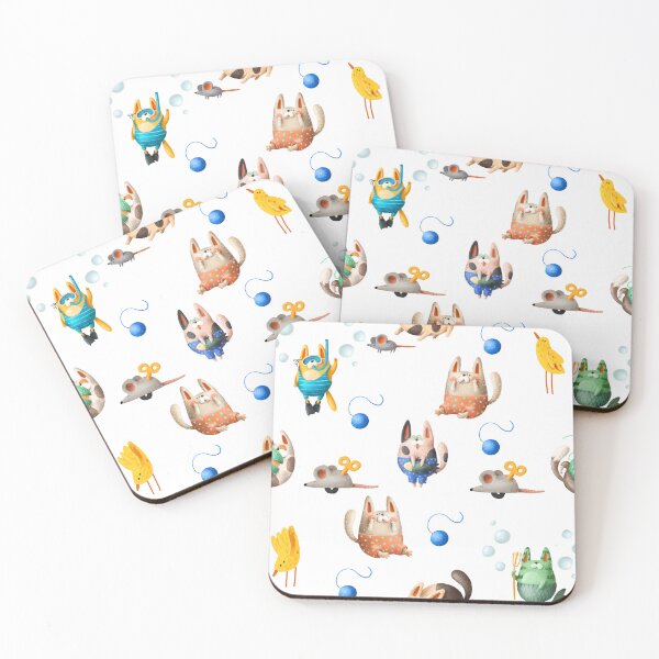 Item preview, Funny Cats Illustration Art Pattern designed and sold by adriana-holmes.