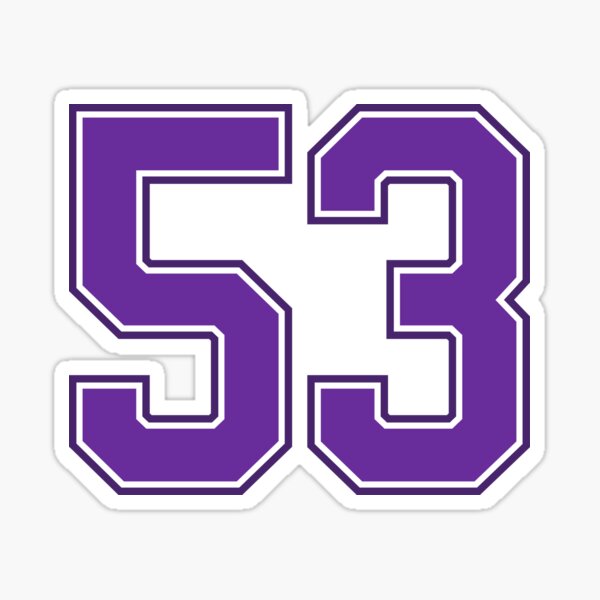 Vista previa del artículo con la obra «Morado Número 53 camiseta deportiva de la suerte cincuenta y tres», diseñado y vendido por HeavyStyle.