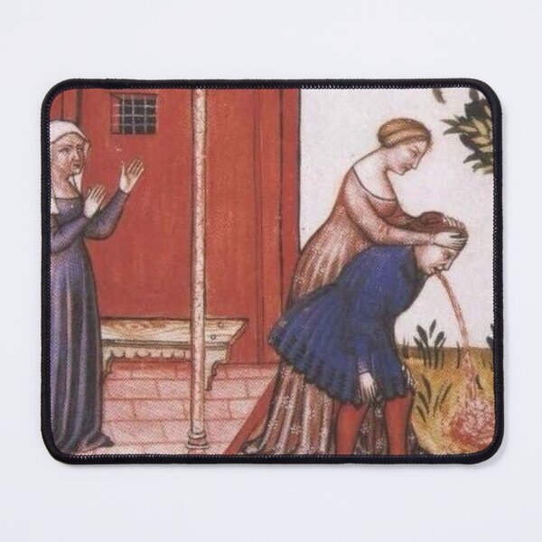 Item preview, Medieval hang over man being sick vomiting in the garden designed and sold by MindChirp.