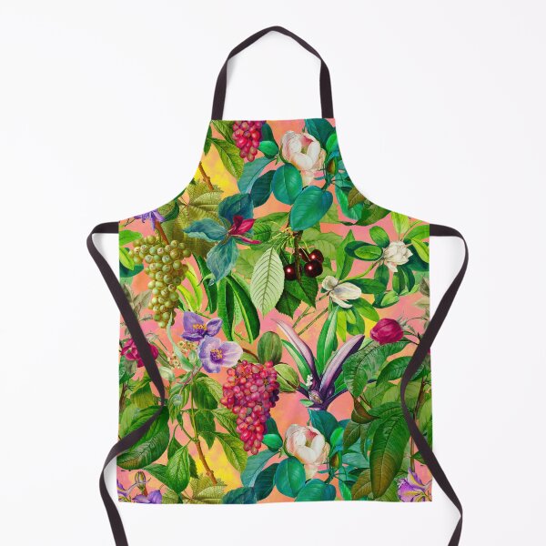 Item preview, Trendy tropical floral leaves and fruits tropical pattern, botanical illustration, pink rose blush  floral illustration  designed and sold by ZeinabTaha.