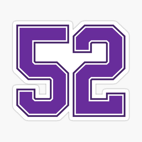 Number 52 lucky sports jersey fifty two Sticker for Sale by HeavyStyle