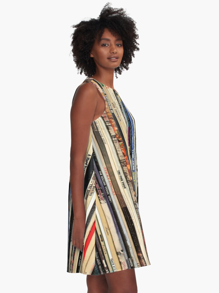Alternate view of Classic Rock Vinyl Records A-Line Dress