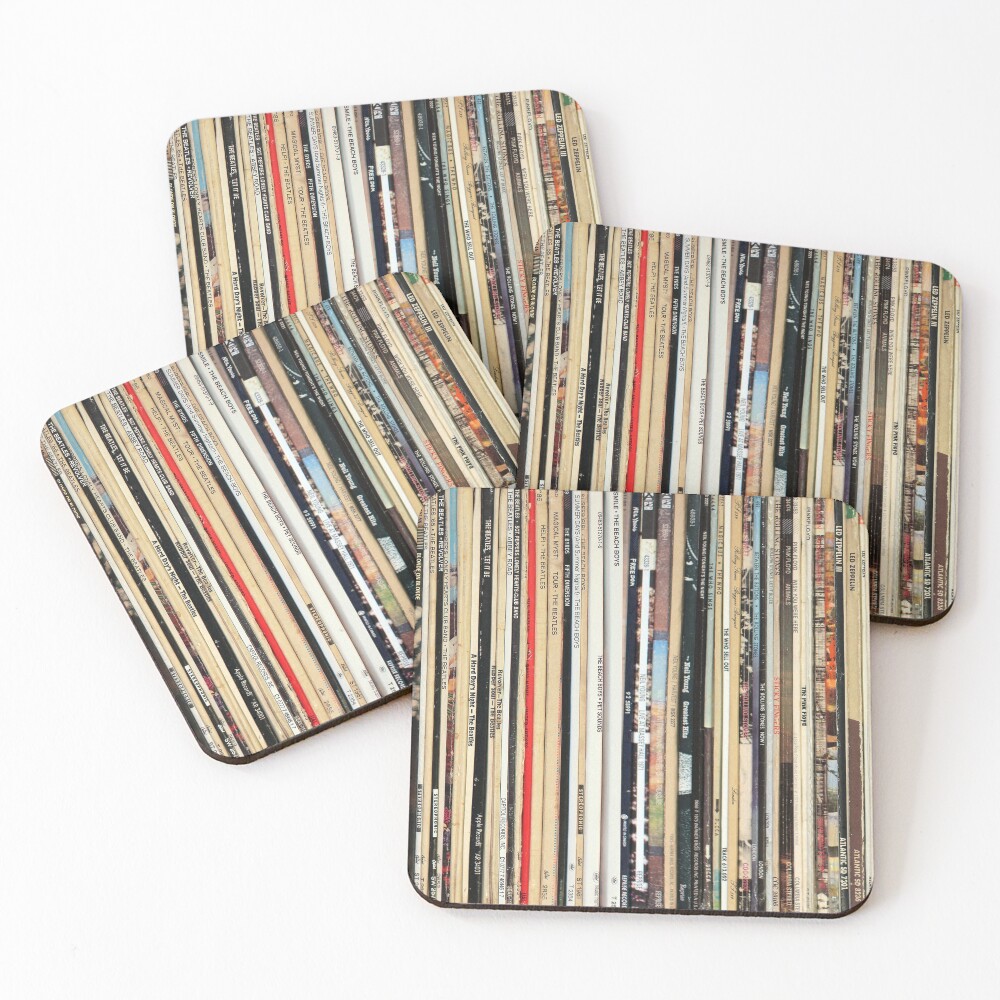 Classic Rock Vinyl Records Coasters (Set of 4)