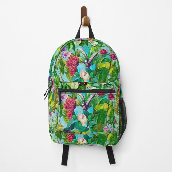 Item preview, Trendy tropical floral leaves and fruits tropical pattern, botanical illustration, aqua blue floral illustration designed and sold by ZeinabTaha.