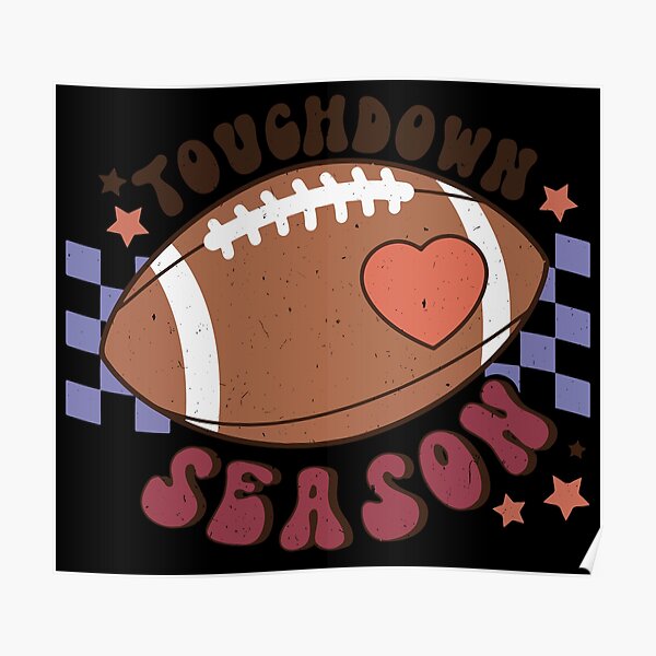 Groovy American Football Touch Down Season Retro Women's T-Shirt