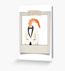 polaroid of a classy shrimp in a dinner jacket Greeting Card