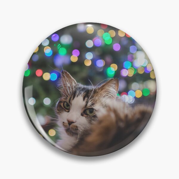 Item preview, Cat Sitting Infront Of Christmas Tree Lights Cutest Cat Pics designed and sold by CutestCatPics.