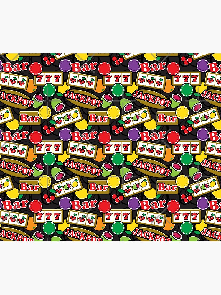 Thumbnail 6 of 6, Throw Blanket, Casino Jackpot Lucky Slot Machine Fruit Slots Pattern designed and sold by HotHibiscus.