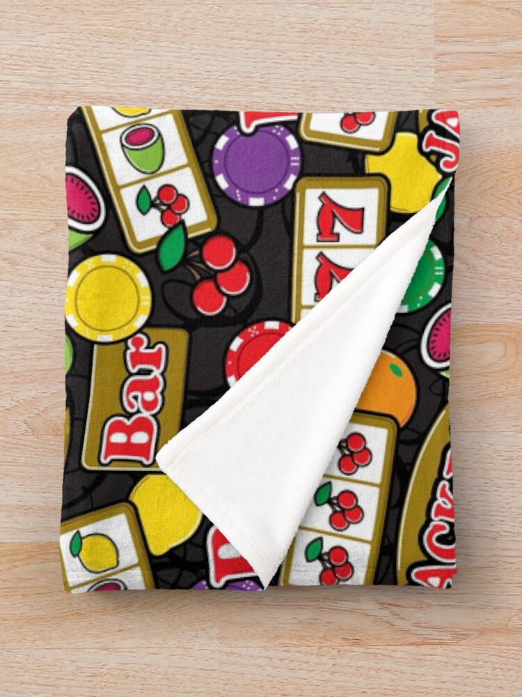 Thumbnail 3 of 6, Throw Blanket, Casino Jackpot Lucky Slot Machine Fruit Slots Pattern designed and sold by HotHibiscus.