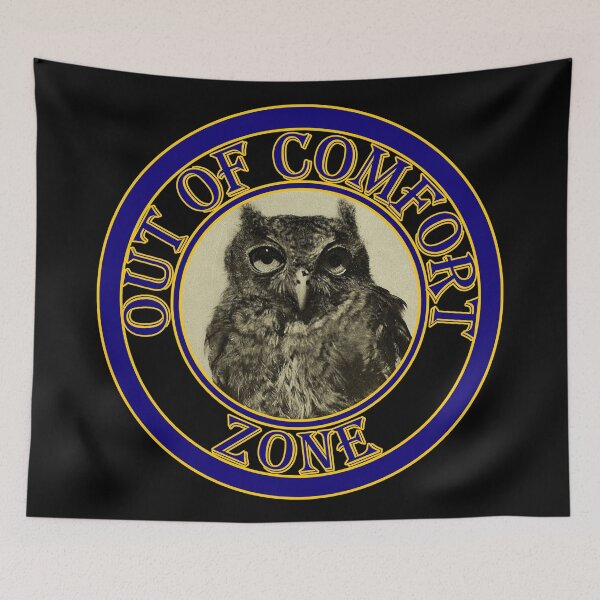 Item preview, 'Out of Comfort Zone' Old Book Owl - Funny Quotes Designs for T-shirts, stickers and other accessories. designed and sold by Ridiculam Toga.