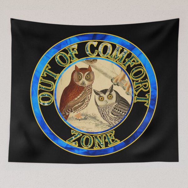 Item preview, 'Out of Comfort Zone' Old Book Owls - Funny Quotes Designs for T-shirts, stickers and other accessories. designed and sold by Ridiculam Toga.